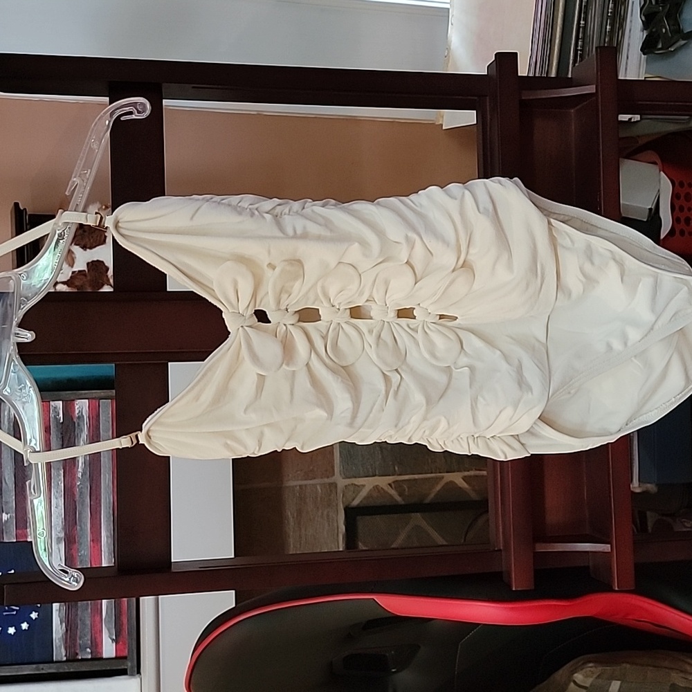 Juicy Couture Cream Ruched Swimsuit